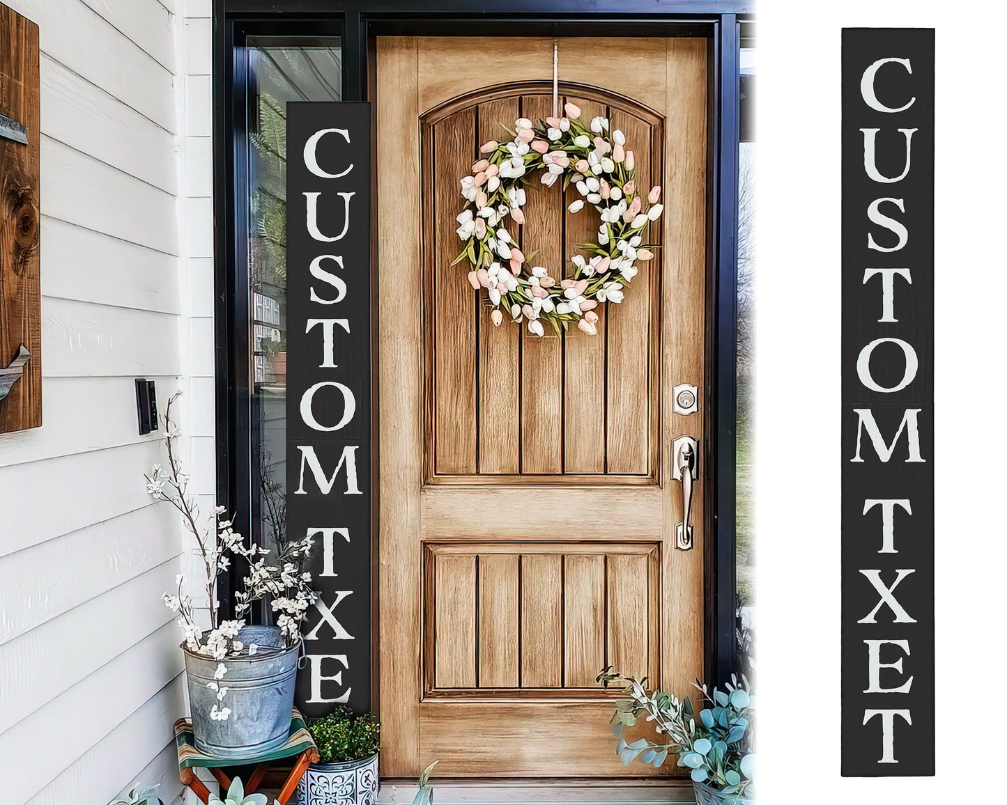 72in Personalized Text Porch Sign - Black Farmhouse Welcome Sign for Front Door, Ideal Housewarming Gift, and Porch Decor
