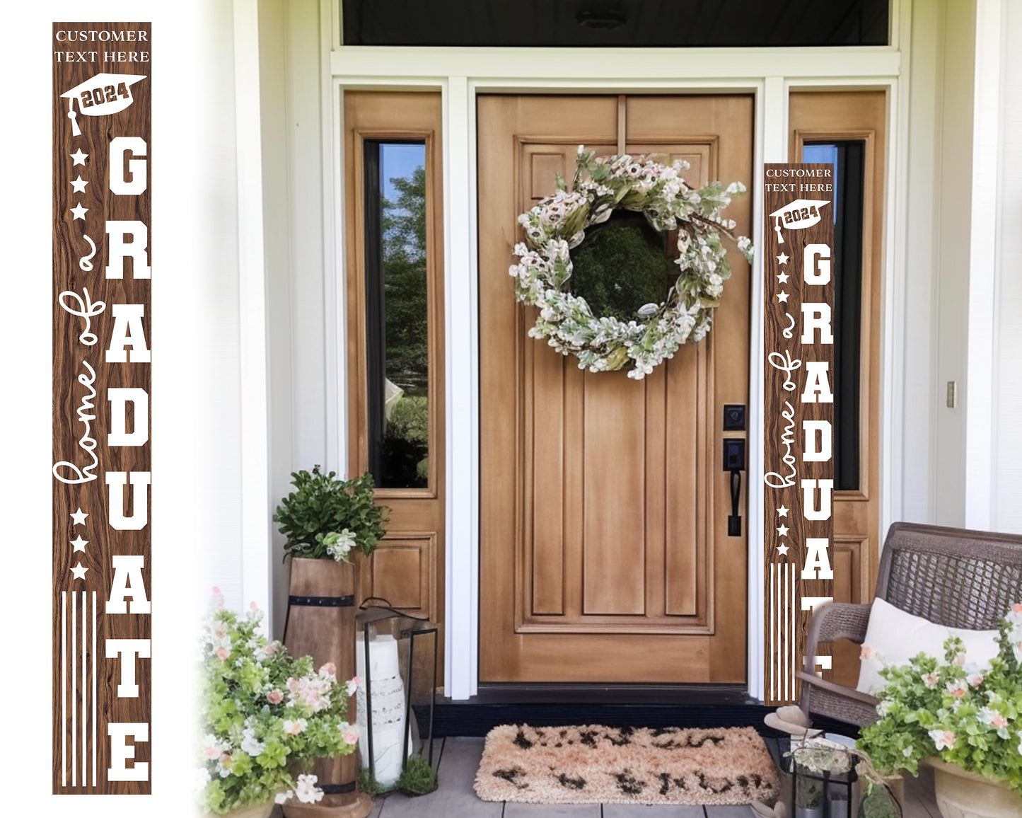 72in Home of a Graduate Porch Sign | Personalized Graduation Decor | High School Graduation Signs | Brown