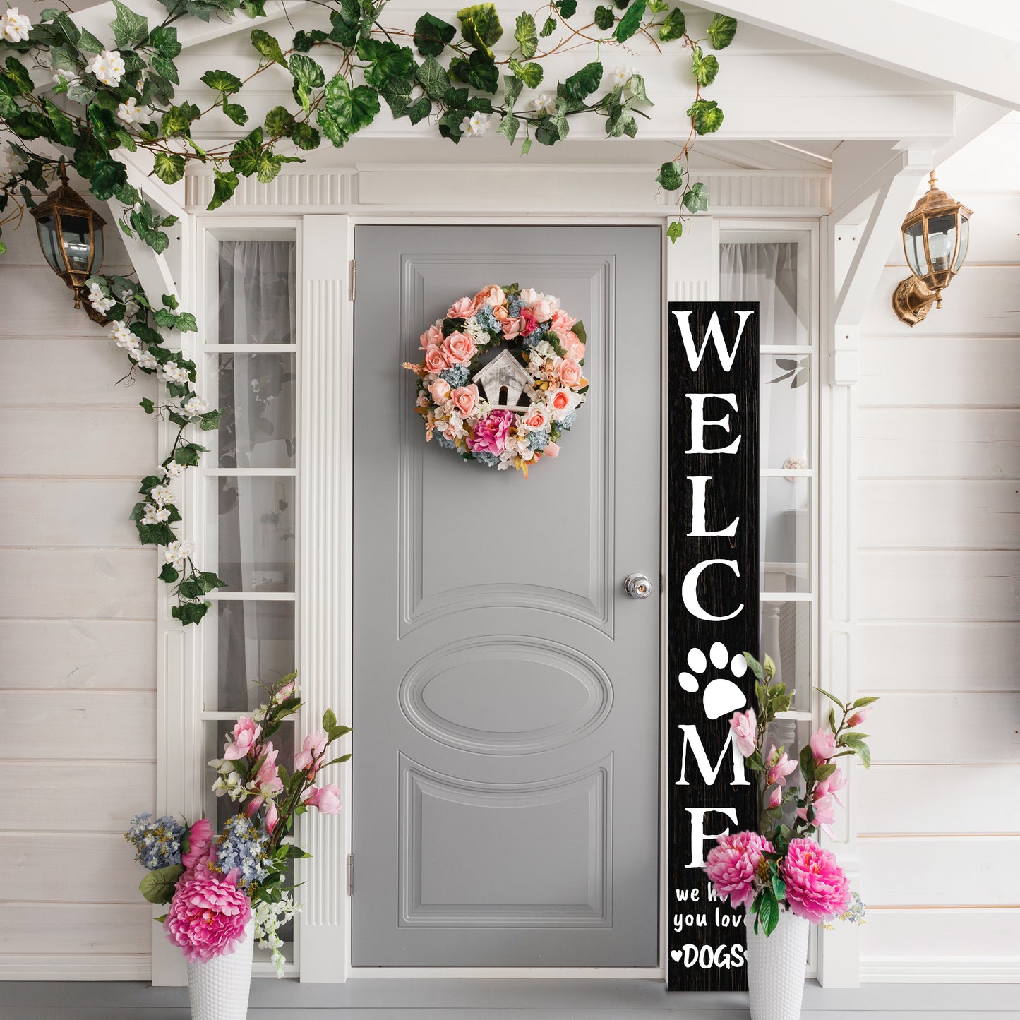 72in 'We Hope You Love Dogs' Black Porch Sign - Dog Lover Welcome Home Sign, Ideal for Dog House Decor, Perfect Everyday Porch Decor"