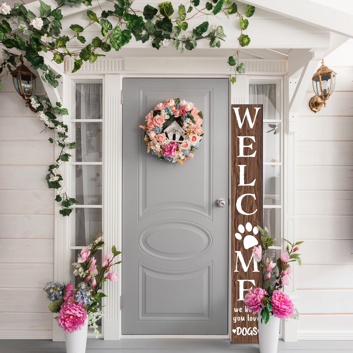 72in 'We Hope You Love Dogs' Brown Porch Sign - Dog Lover Welcome Home Sign, Ideal for Dog House Decor, Perfect Everyday Porch Decor