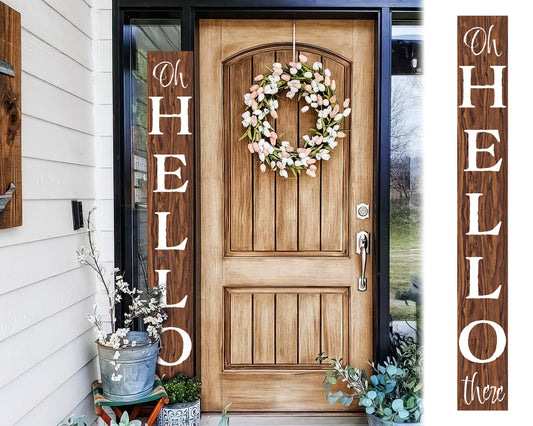 72in 'Oh Hello There' Welcome Porch Sign in Brown - Ideal Housewarming Gift for Families and Guests, Perfect Everyday Porch Decor