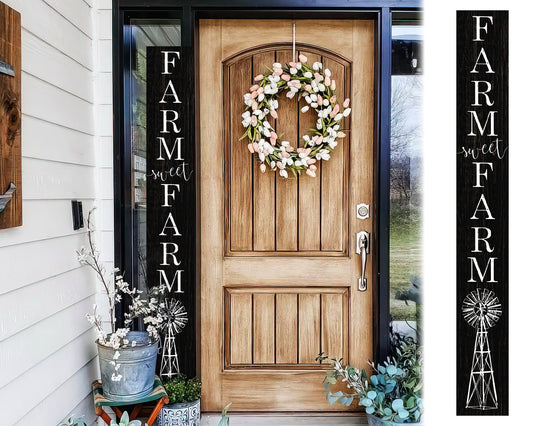 72in Wooden Farm Sweet Farm Welcome Porch Sign, Door Signs & Outdoor Welcome Home Sign