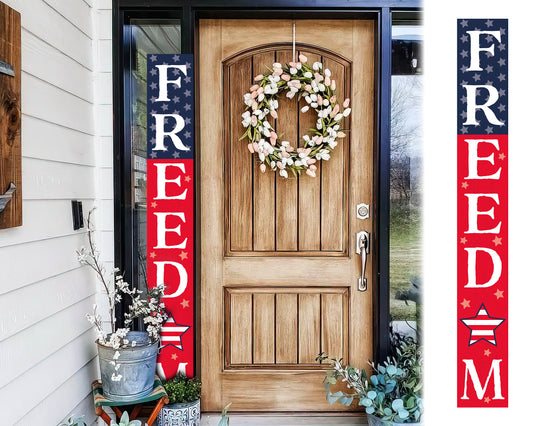 72in 4th of July Freedom Porch Sign | Patriotic Wooden Porch Decor | Farmhouse Decor for Porch | Independence Day Outdoor Decor