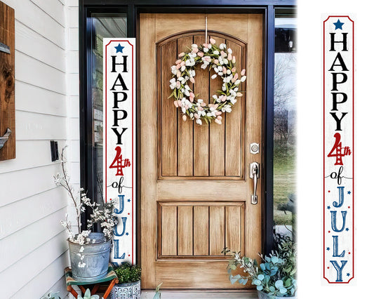 72in Happy 4th of July Sign | Patriotic Wooden Porch Decor | Farmhouse Decor for Porch | Independence Day Outdoor Decor