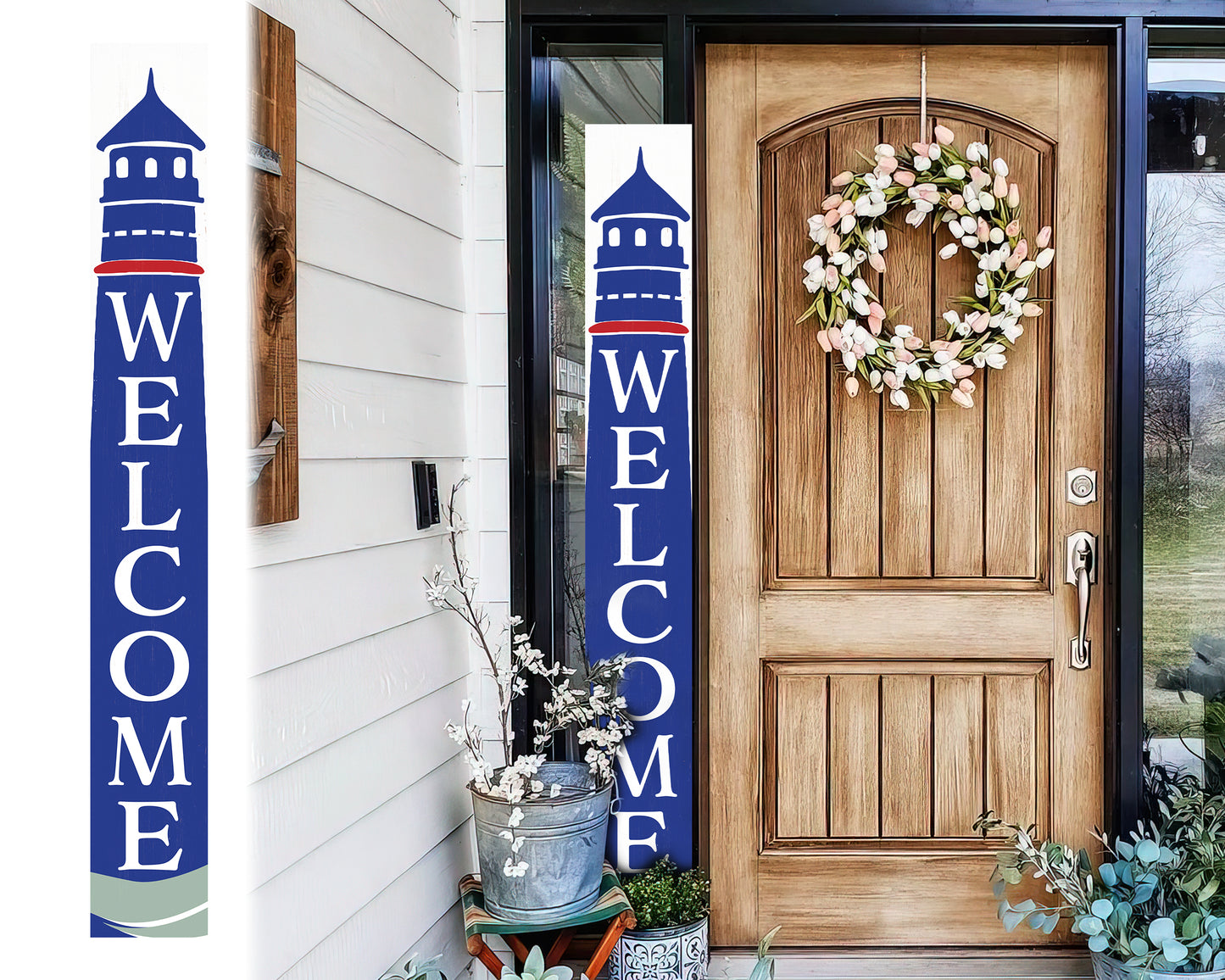 72in Lighthouse Welcome Sign | Front Door Porch Sign | Coastal Summer Welcome Sign | Farmhouse Home Decor