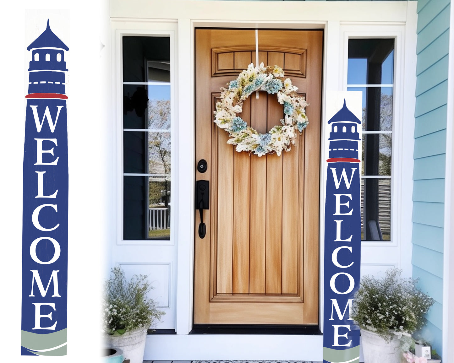 72in Lighthouse Welcome Sign | Front Door Porch Sign | Coastal Summer Welcome Sign | Farmhouse Home Decor