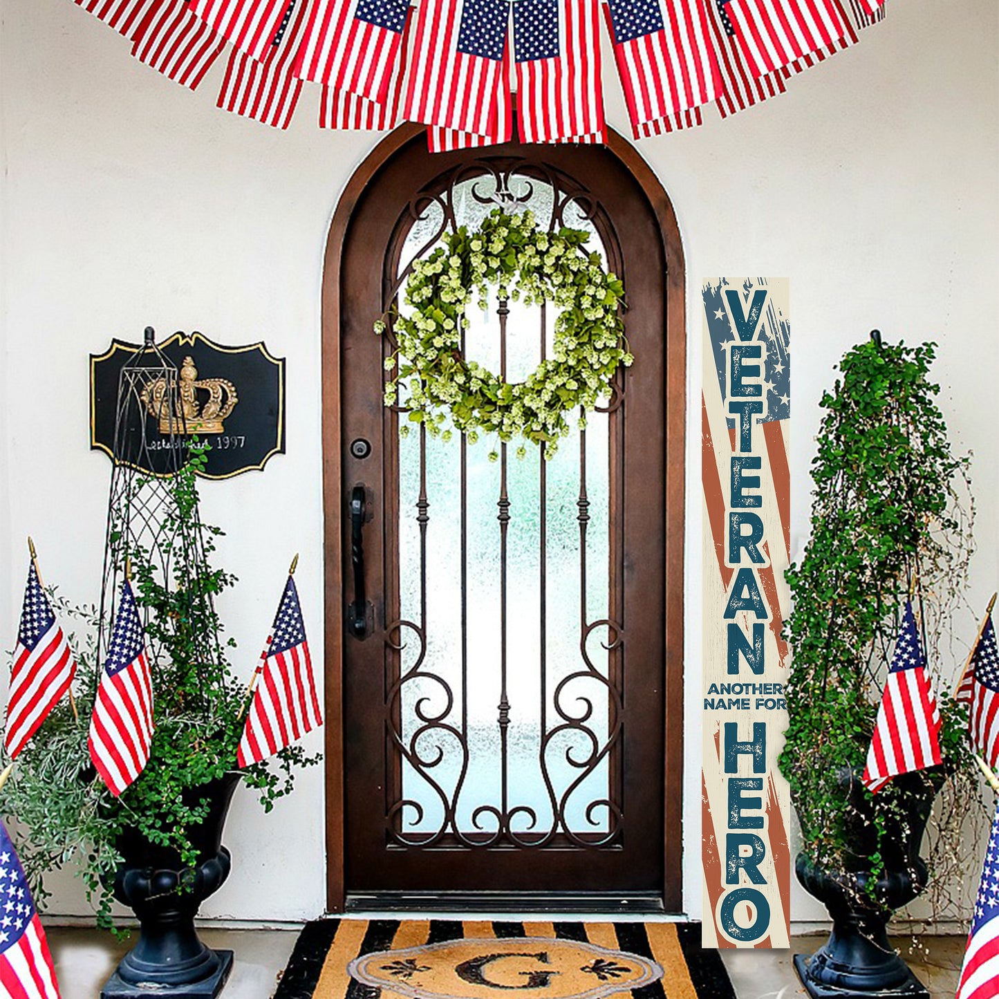 72in Veteran - Another Name for Hero Porch Sign | 4th of July Porch Decor | Independence Day Outdoor Decor
