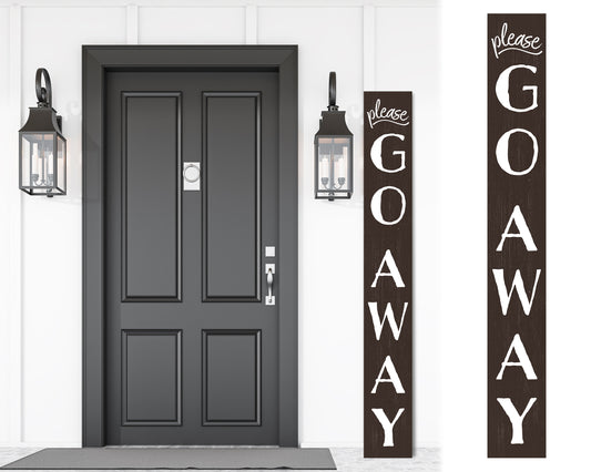 72in Go Away Sign for Porch, Wooden Brown Outdoor Decorations for Home Front Door