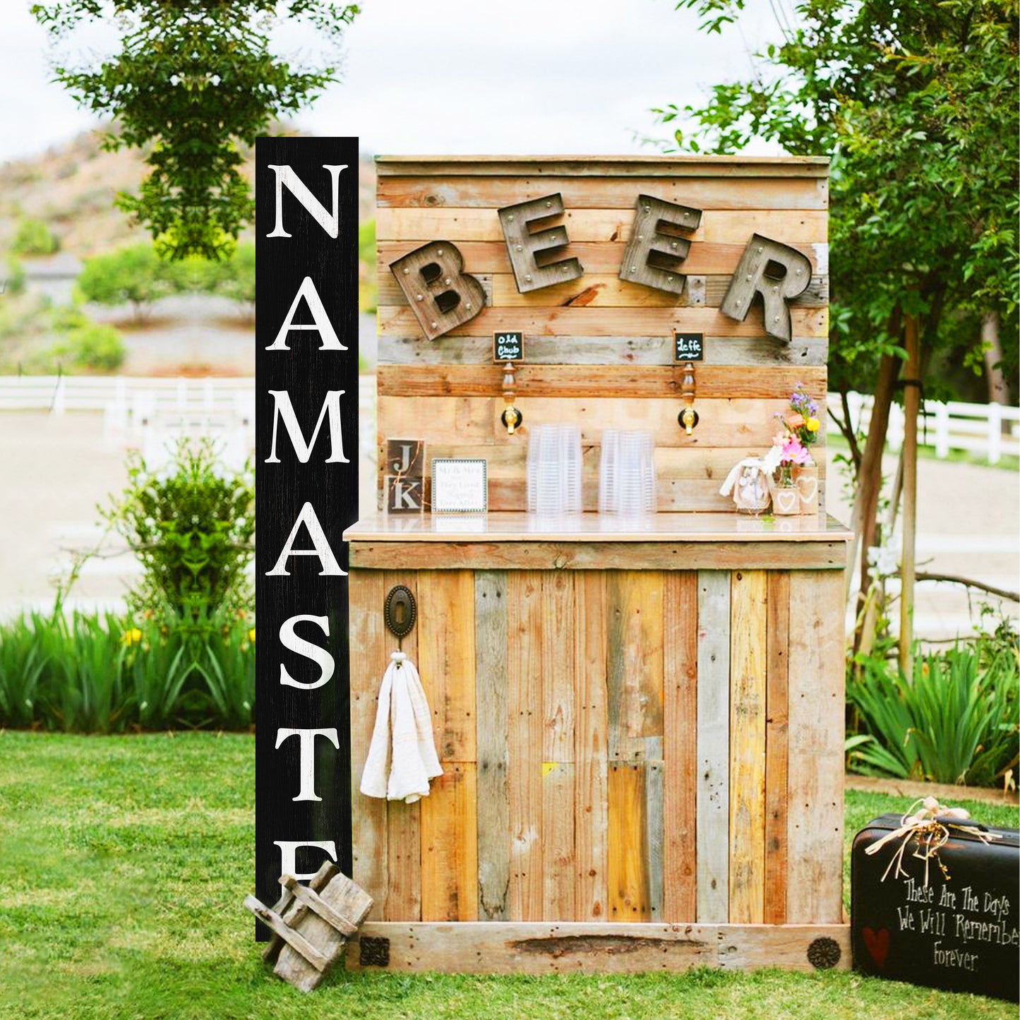 Namaste Wooden Porch Sign - Rustic 72" Welcome Decor - Mindful Home Entryway Gift fun door sign