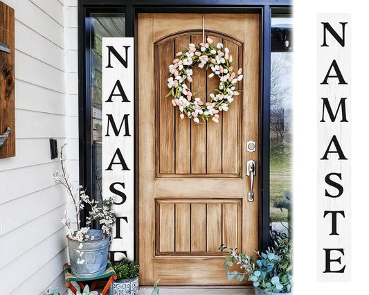 Namaste Wooden Porch Sign - Rustic 72" Welcome Decor - Mindful Home Entryway Gift