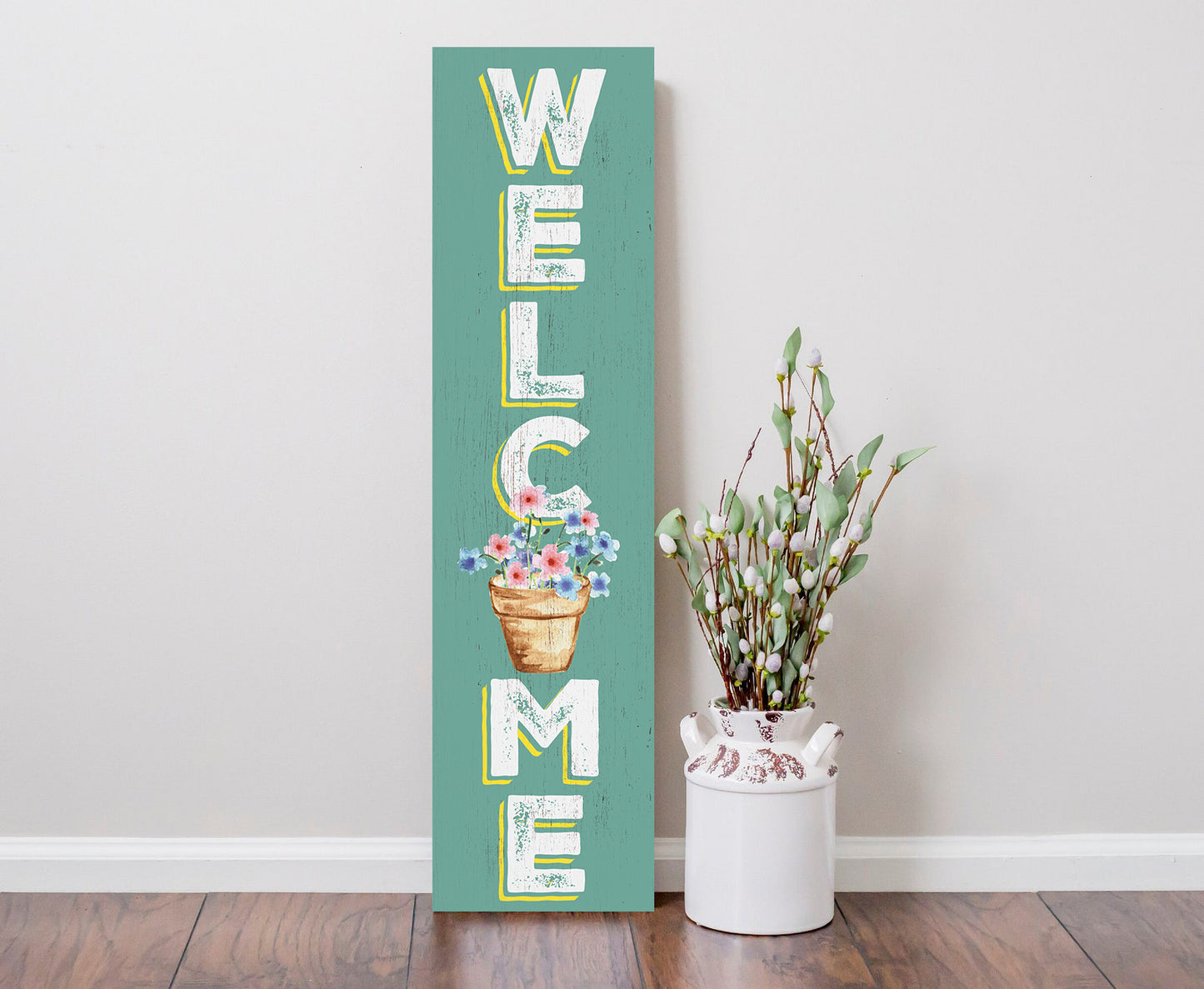 36in Spring Welcome Sign for Front Door - Wooden Porch Sign, Front Porch Decor, Home Decor Outdoor Yard Sign