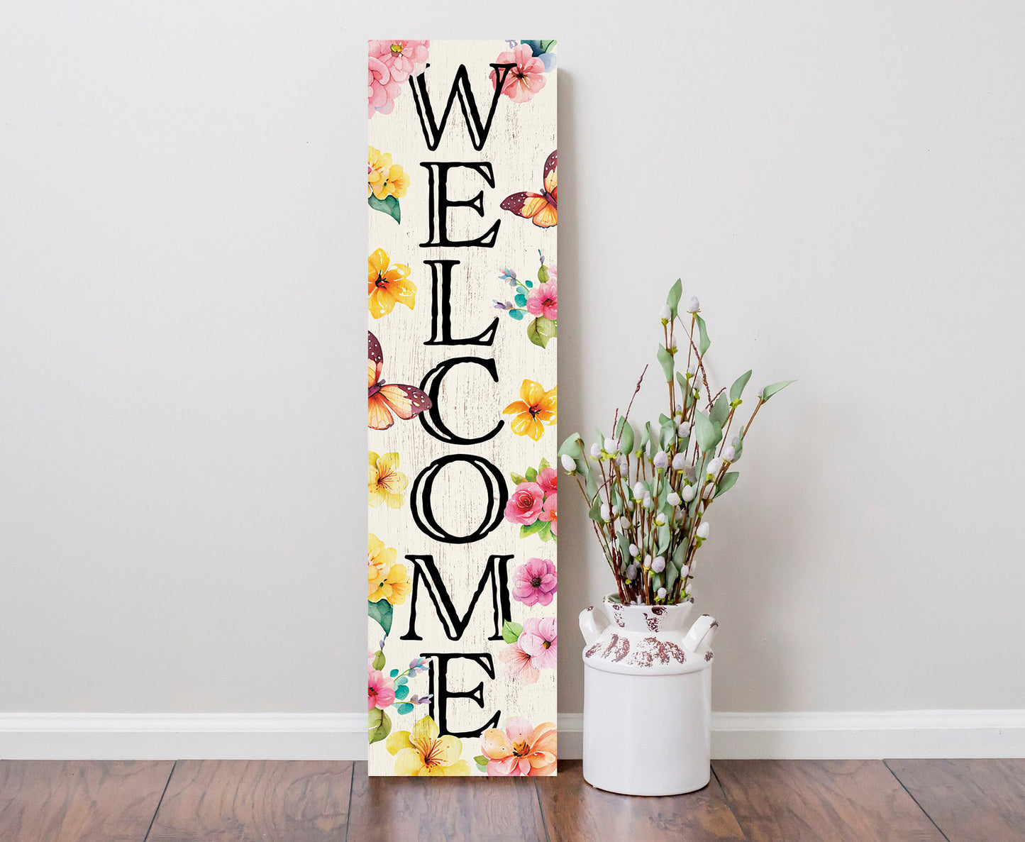36in Spring Welcome Sign for Front Door - Wooden Porch Sign, Front Porch Decor, Home Decor Indoor Outdoor Wood Sign