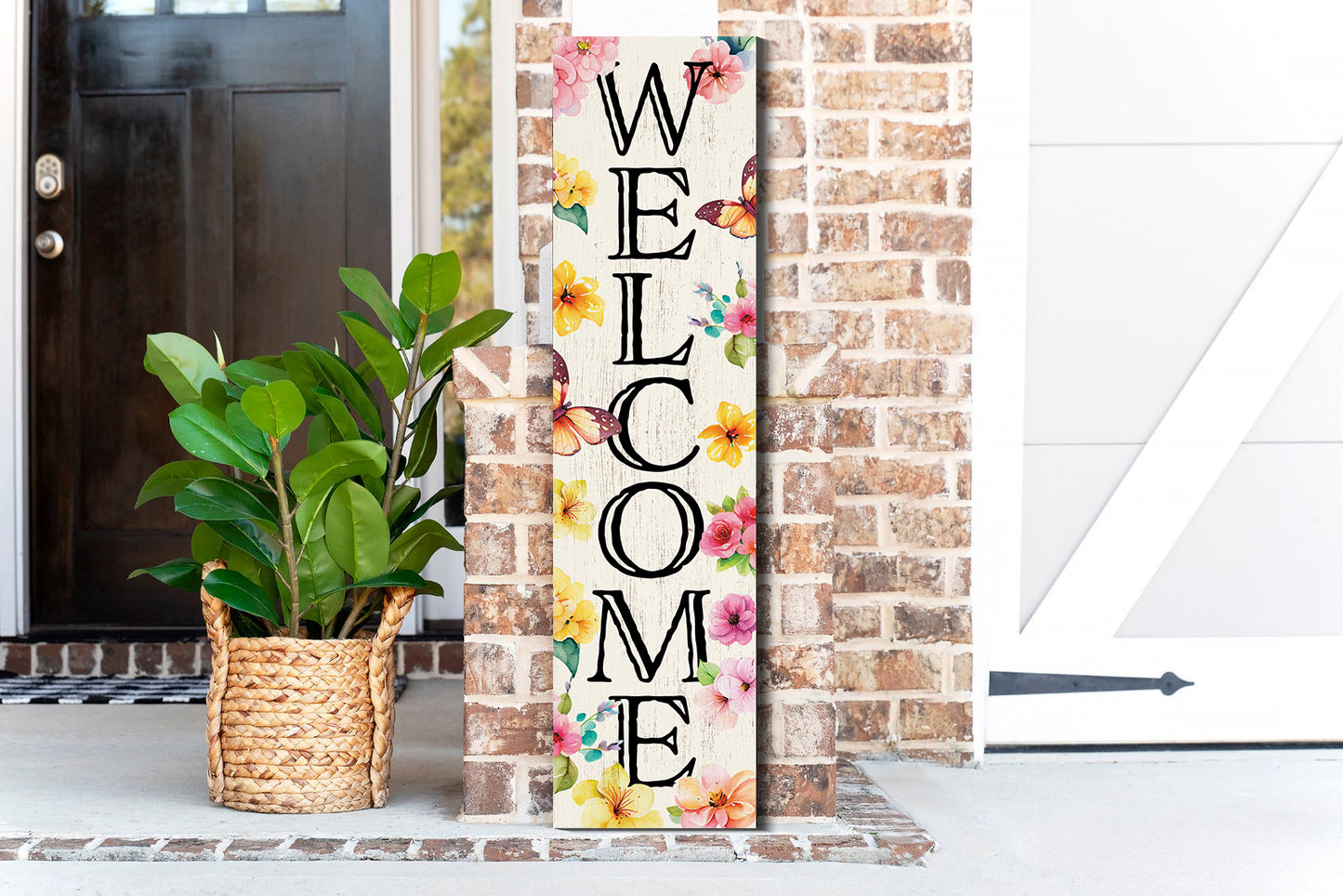 36in Spring Welcome Sign for Front Door - Wooden Porch Sign, Front Porch Decor, Home Decor Indoor Outdoor Wood Sign