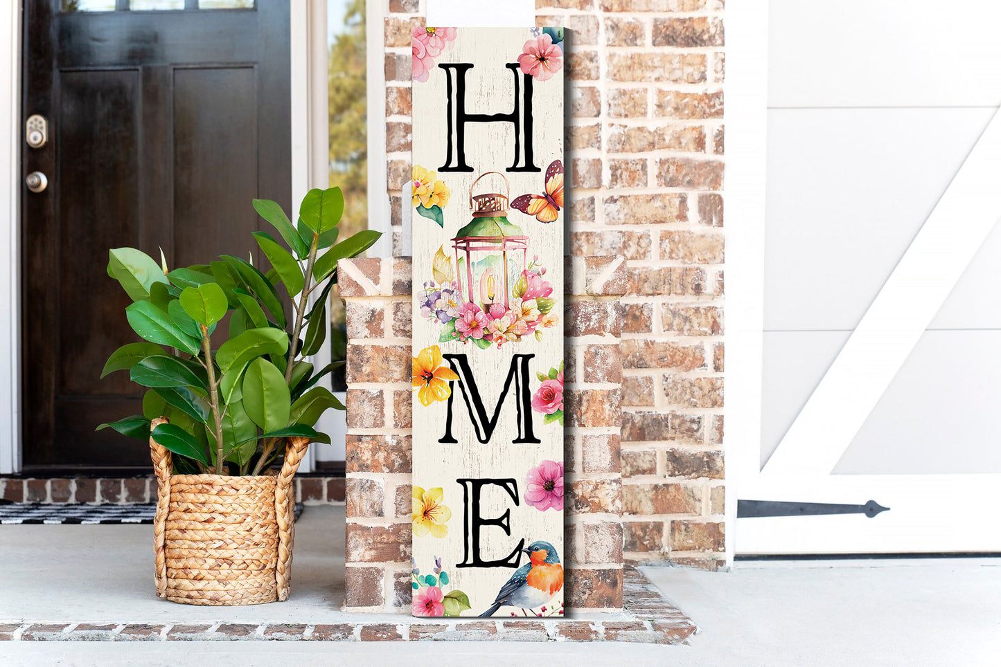 36in Spring Home Sign for Front Door - Wooden Porch Sign, Front Porch Decor, Home Decor Indoor Outdoor Wood Sign