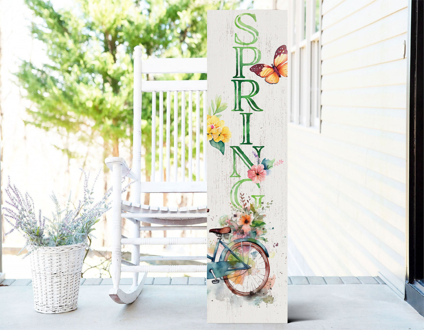 36in Spring Porch Sign for Front Door - Wooden Porch Sign, Front Porch Decor, Home Decor Sign