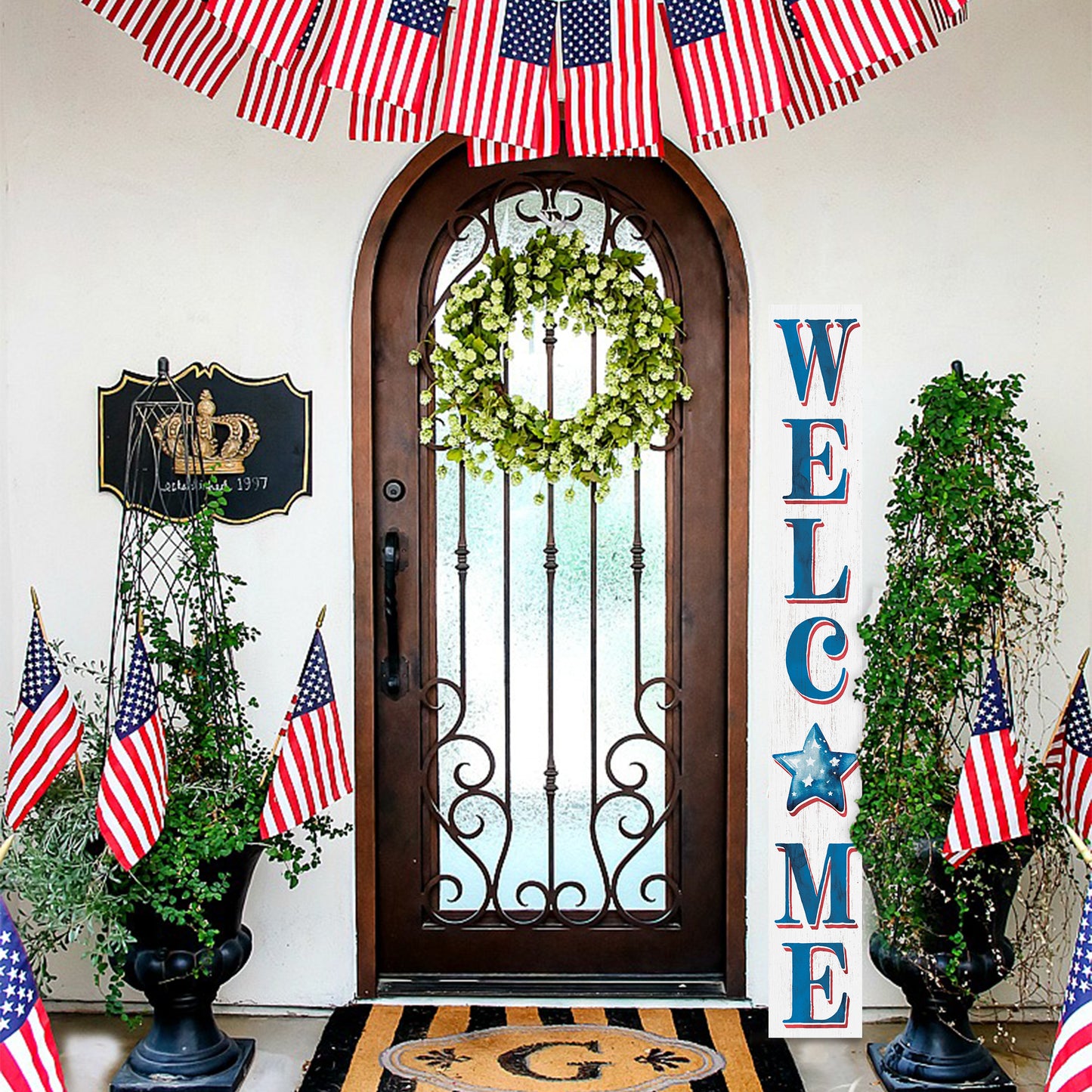 72in Welcome Porch Sign | 4th of July Porch Decor | Farmhouse Decor for Porch | Independence Day Outdoor Decor