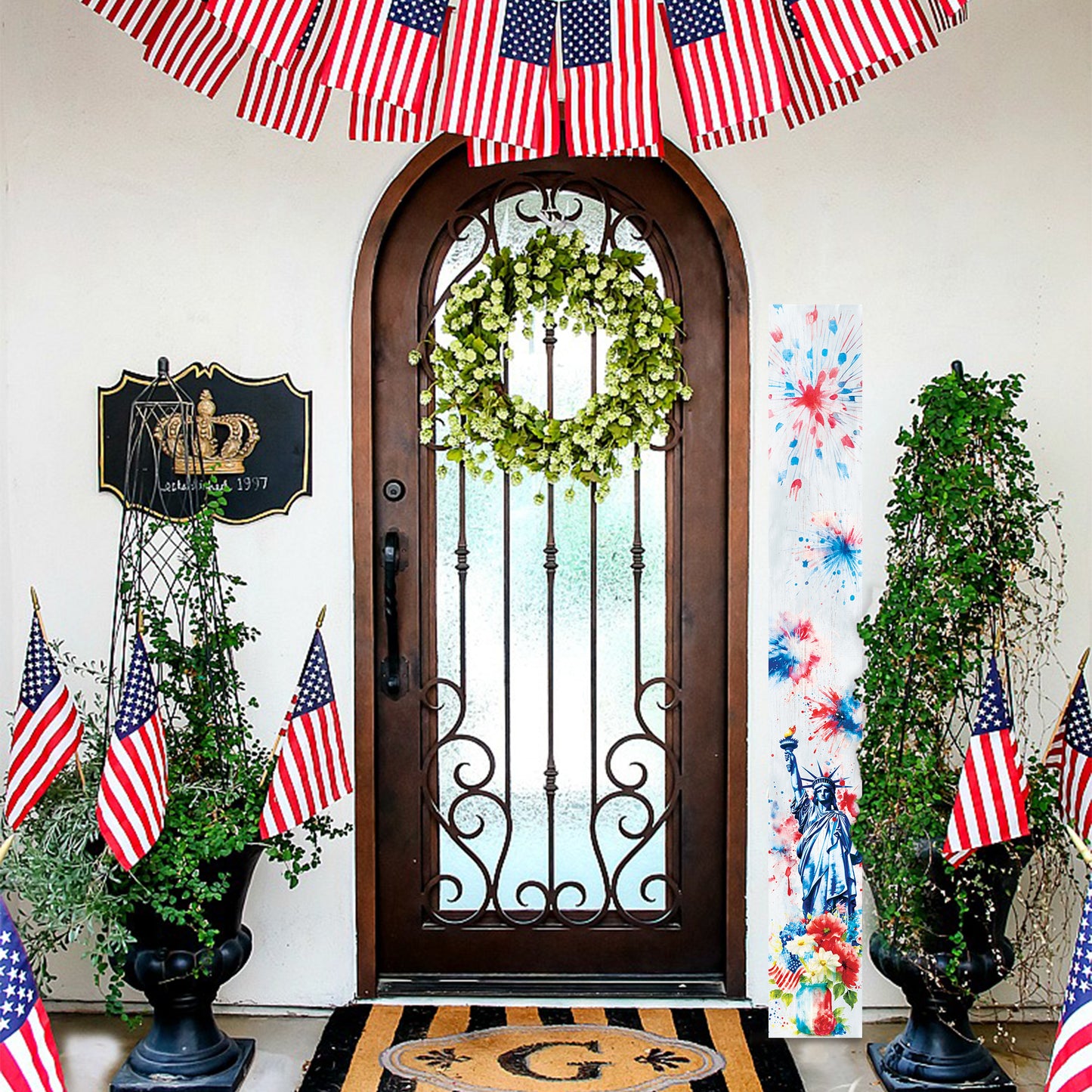 72in 4th of July Patriotic Wooden Porch Decor | Firework Designs | Independence Day Outdoor Decor