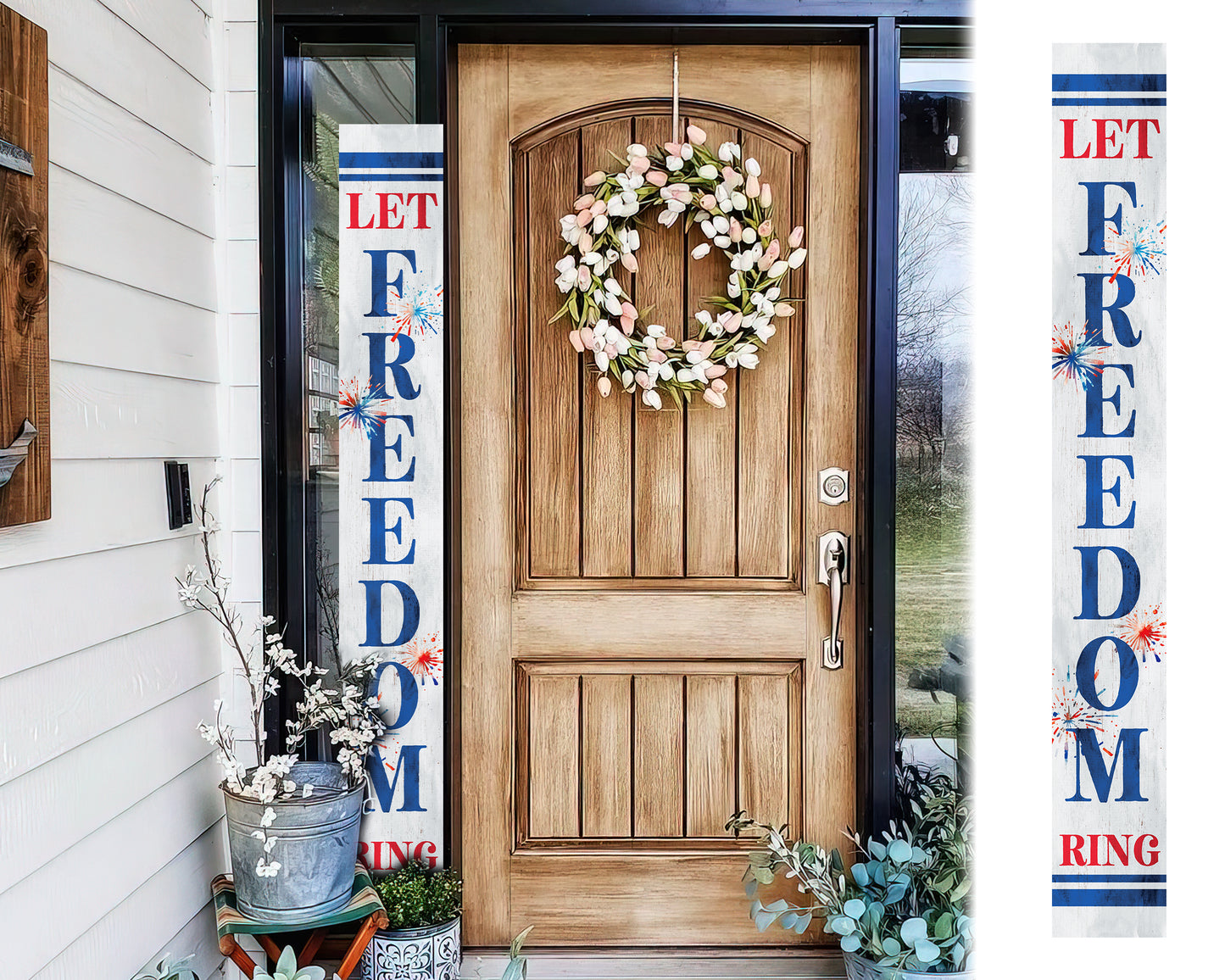 72in Let Freedom Ring Porch Sign | Patriotic Wooden Porch Decor | 4th of July Decor for Front Door | Independence Day Outdoor Decor