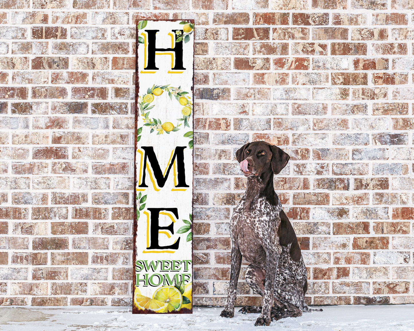 Lemon Home Sweet Home Sign | Rustic Wood Front Door Decor | Farmhouse Porch Sign Decorations | Patio Decor | Wooden Decor