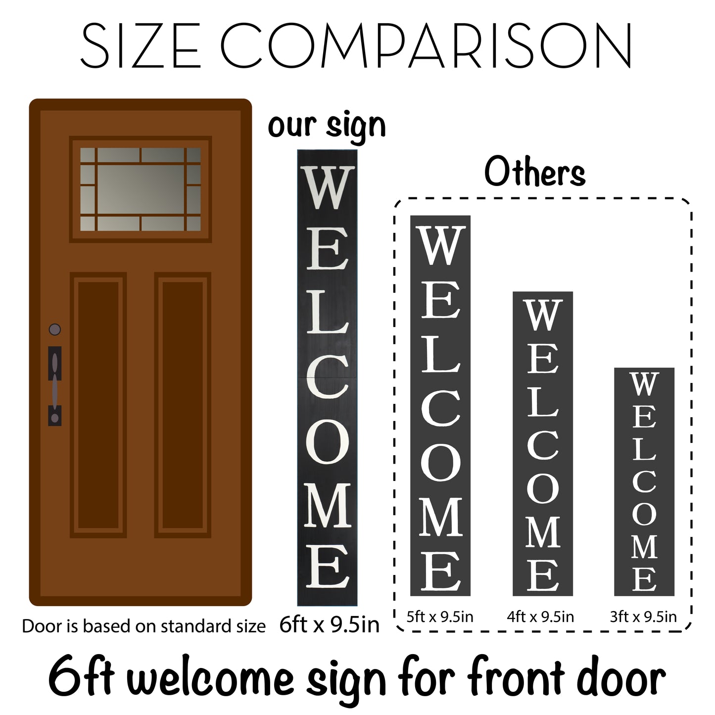 72in Welcome Porch Sign - Rustic Farmhouse Front Porch Decor in Black - Welcome Sign for Front Door