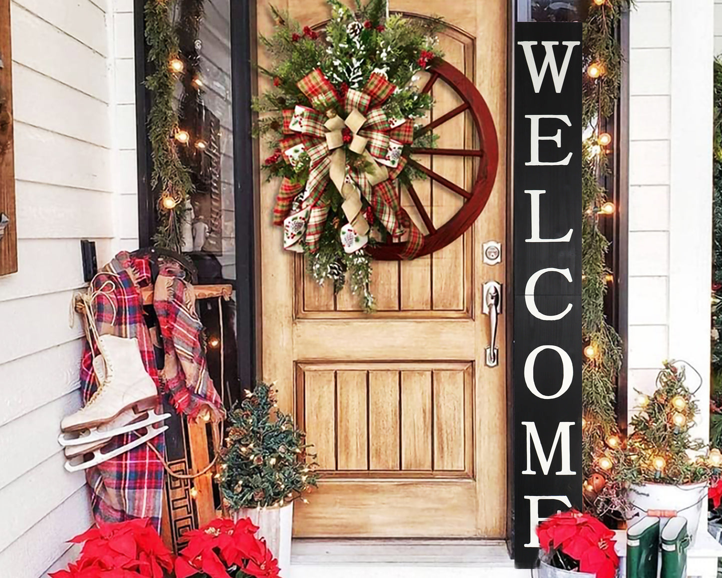 72in Welcome Porch Sign - Rustic Farmhouse Front Porch Decor in Black - Welcome Sign for Front Door