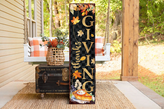 36in Thanksgiving Fall Porch Sign - Front Porch Fall Welcome Sign with Vintage Autumn Decoration, Rustic Thanksgiving Fall Decor for Outdoor