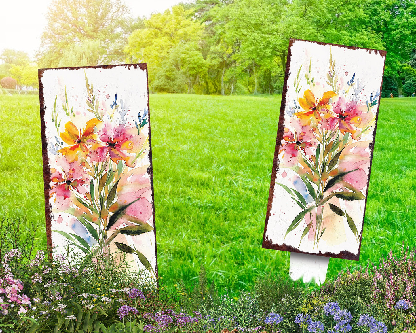 26in Spring Garden Stake | Watercolor Fireweed Floral Decor | Perfect for Outdoor Decor, Yard Art, and Garden Decorations