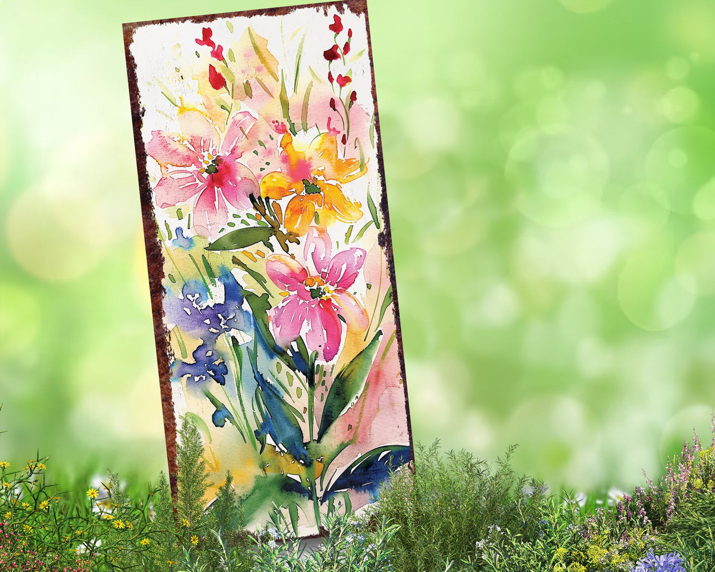 26in Spring Garden Stake | Fireweed Watercolor Floral Decor | Perfect for Outdoor Decor, Yard Art, and Garden Decorations