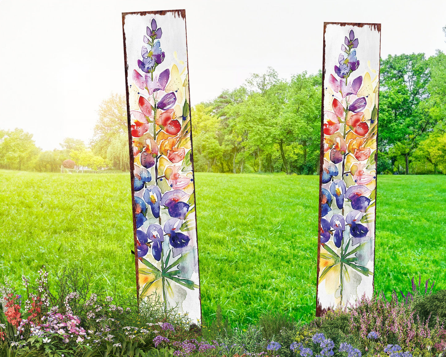 42in Spring Garden Stake | Lupine Watercolor Floral Decor | Perfect for Outdoor Decor, Yard Art, and Garden Decorations