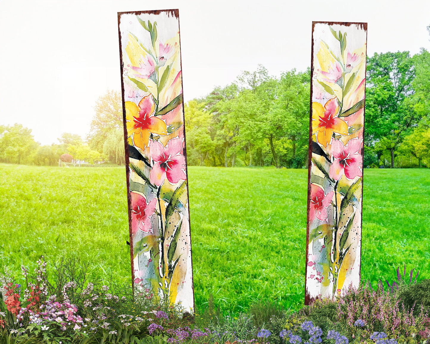 42in Spring Garden Stake | Fireweed Watercolor Floral Decor | Ideal for Outdoor Decor, Yard Art, and Garden Decorations