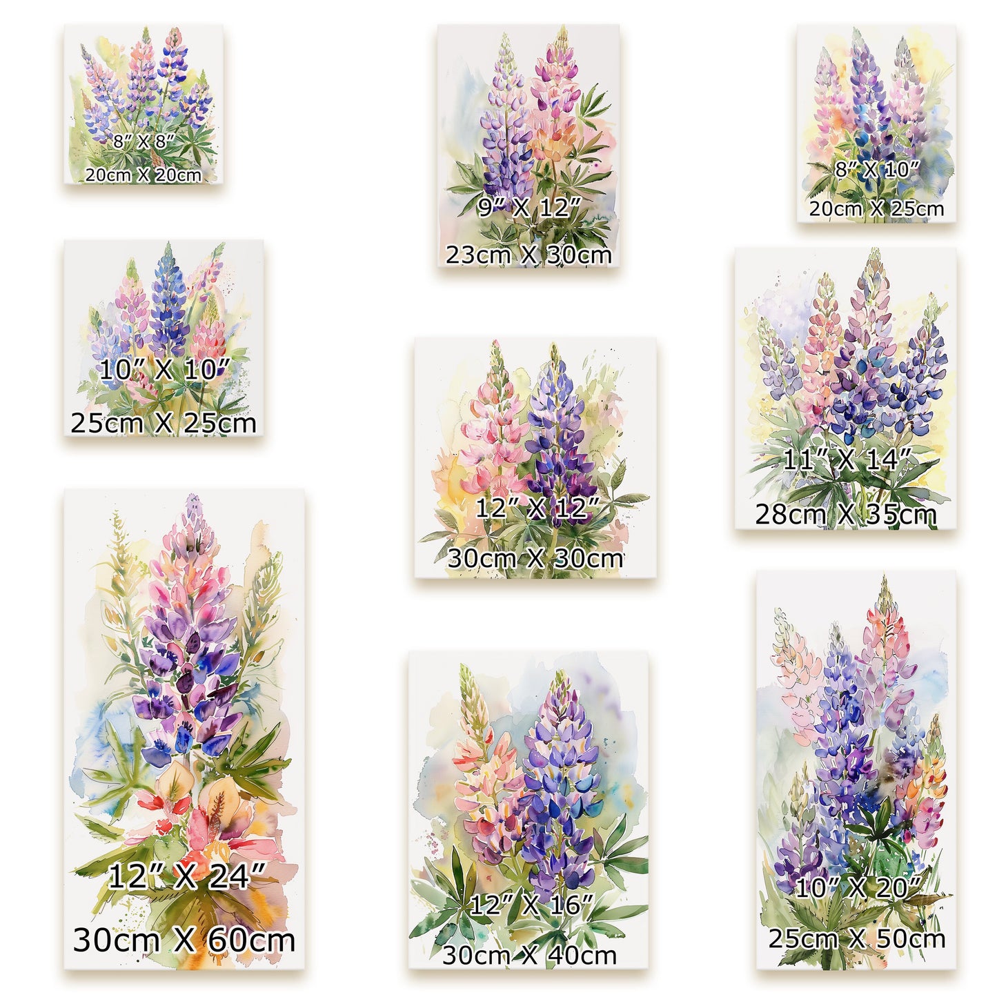 Spring Wall Canvas Sign | UV Print | Lupine Watercolor Floral Decor | Perfect for Living Room, Entryway, Mantle, Dining Room, Bedroom