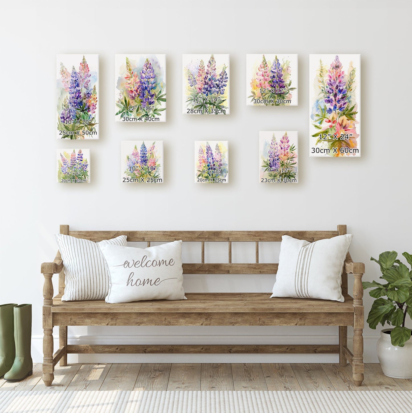 Spring Wall Canvas Sign | UV Print | Lupine Watercolor Floral Decor | Perfect for Living Room, Entryway, Mantle, Dining Room, Bedroom