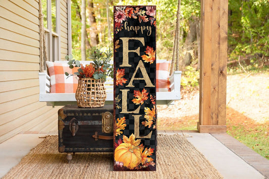 36in Fall Porch Sign - Front Porch Fall Welcome Sign with Vintage Autumn Decoration, Rustic Modern Farmhouse Entryway Porch Decor