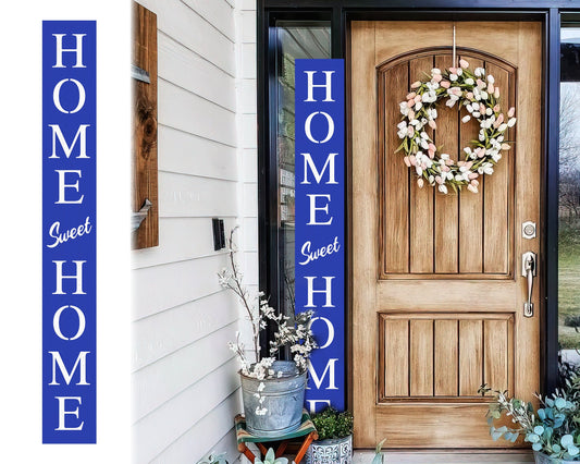 72in Navy Home Sweet Home Sign | Rustic Wood Front Door Decor | Farmhouse Porch Sign Decorations | Patio Decor | Wooden Decor
