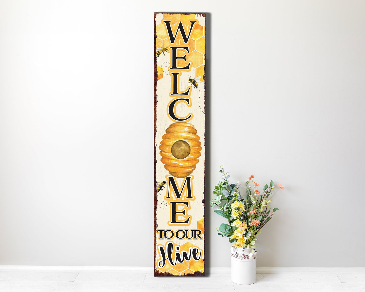 48in "Welcome to Our Hive" Summer Porch Sign | Bee-Themed Home Decor | Perfect for Living Room, Entryway, Mantle, Porch, Front Door