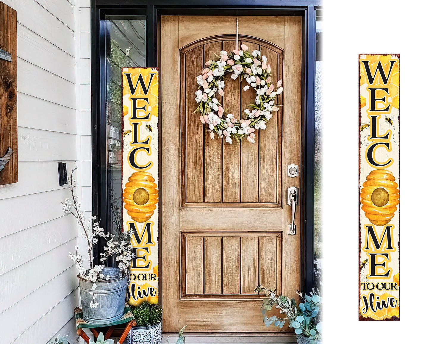 60in "Welcome to Our Hive" Summer Porch Sign | Bee-Themed Home Decor | Perfect for Living Room, Entryway, Mantle, Porch, Front Door