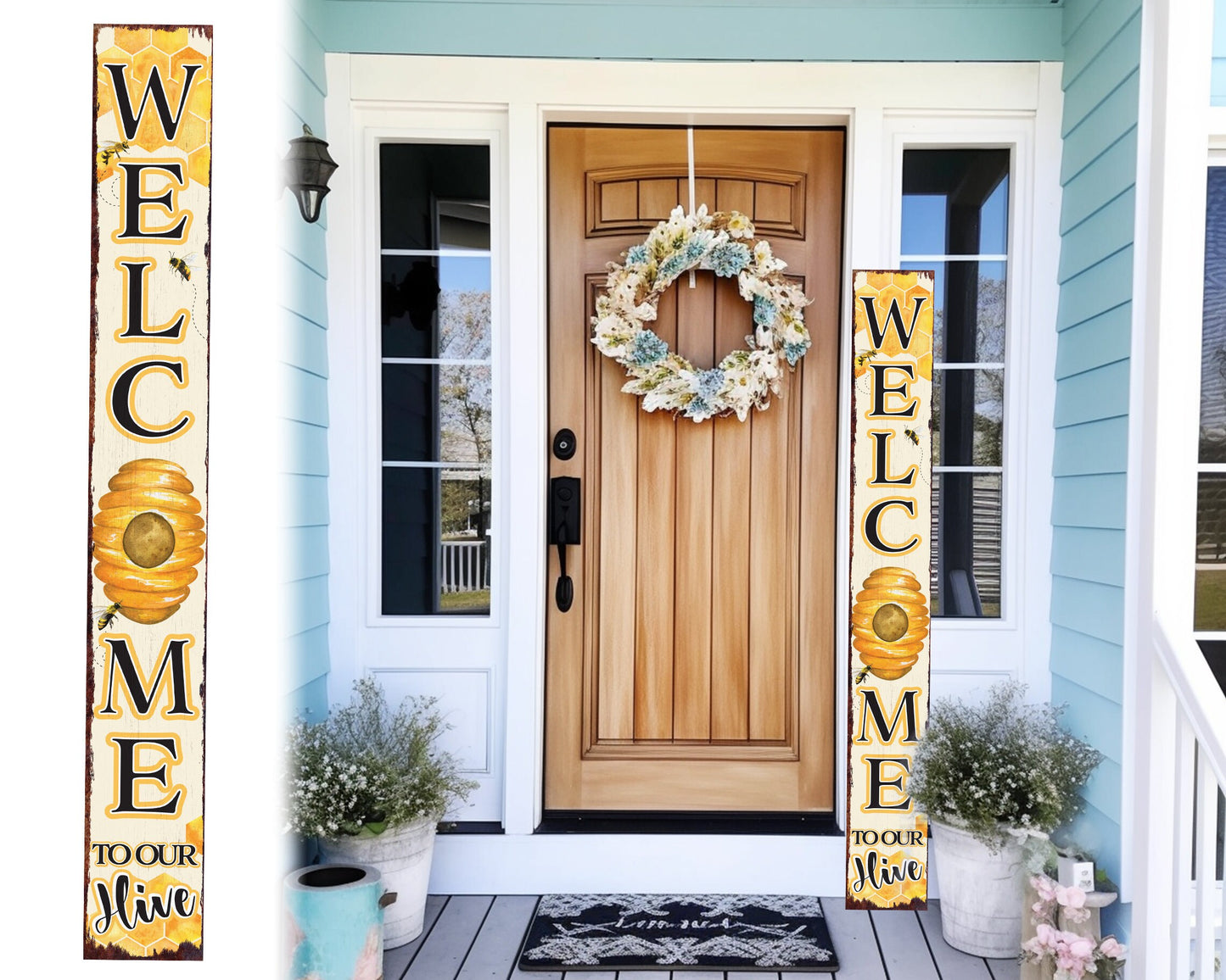 72in "Welcome to Our Hive" Summer Porch Sign | Bee-Themed Home Decor | Perfect for Living Room, Entryway, Mantle, Porch, Front Door