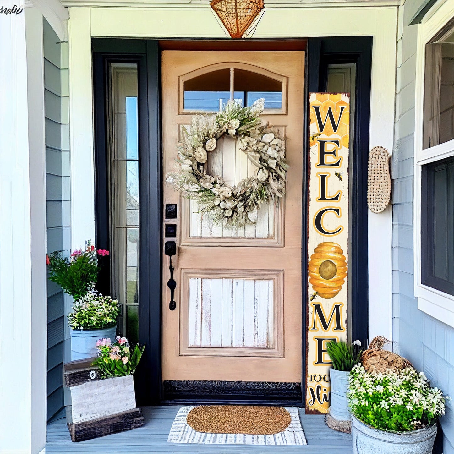 72in "Welcome to Our Hive" Summer Porch Sign | Bee-Themed Home Decor | Perfect for Living Room, Entryway, Mantle, Porch, Front Door