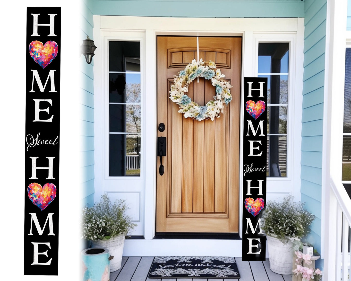 72in Heart Home Sweet Home Sign | Rustic Wood Front Door Decor | Farmhouse Porch Sign Decorations | Patio Decor | Wooden Decor