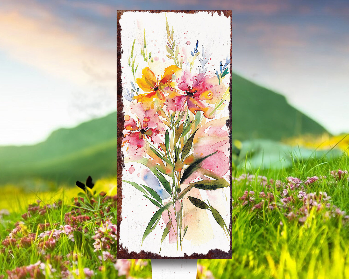 26in Spring Garden Stake | Watercolor Fireweed Floral Decor | Perfect for Outdoor Decor, Yard Art, and Garden Decorations