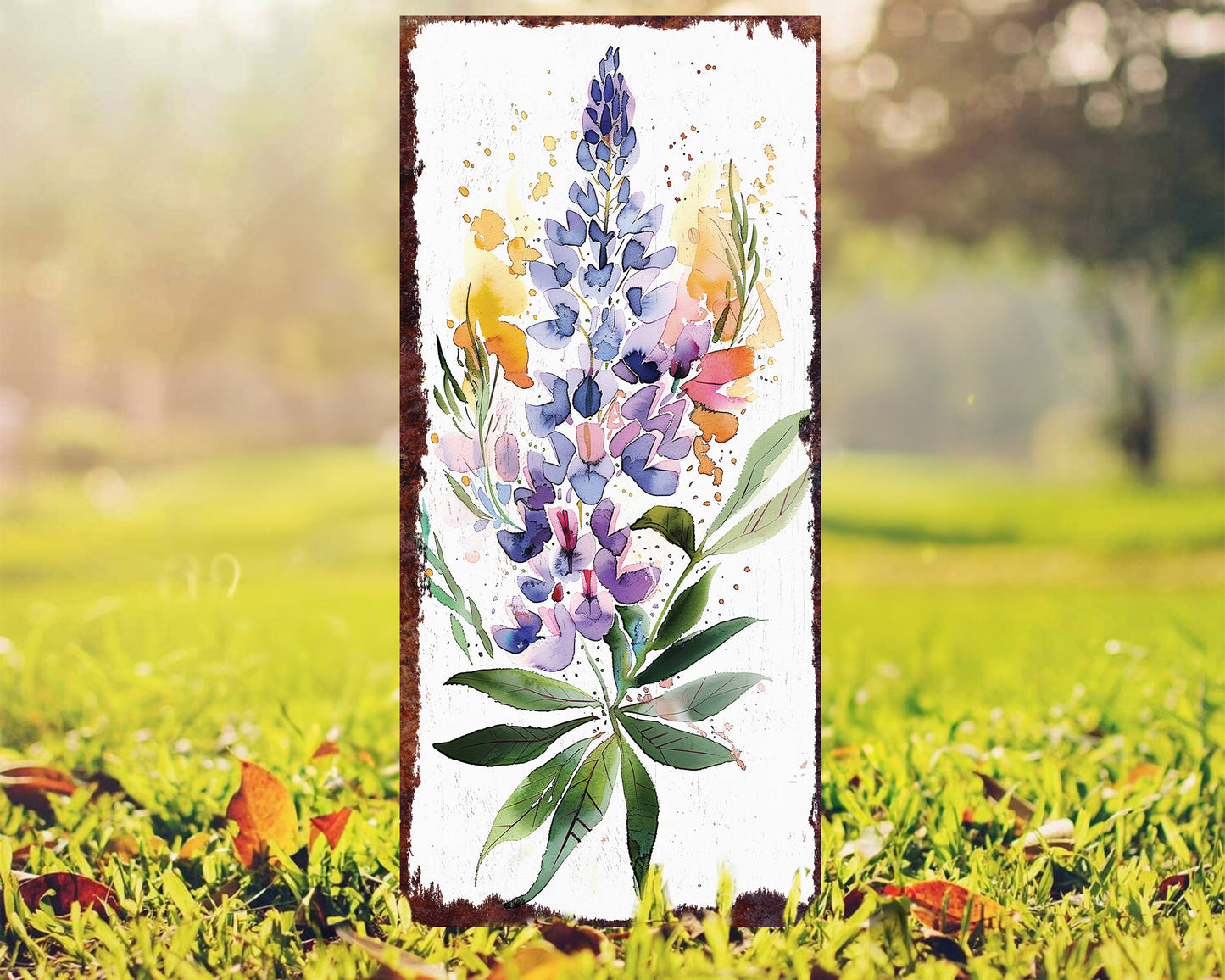 26in Spring Garden Stake | Lupine Watercolor Floral Decor | Perfect for Outdoor Decor, Yard Art, and Garden Decorations