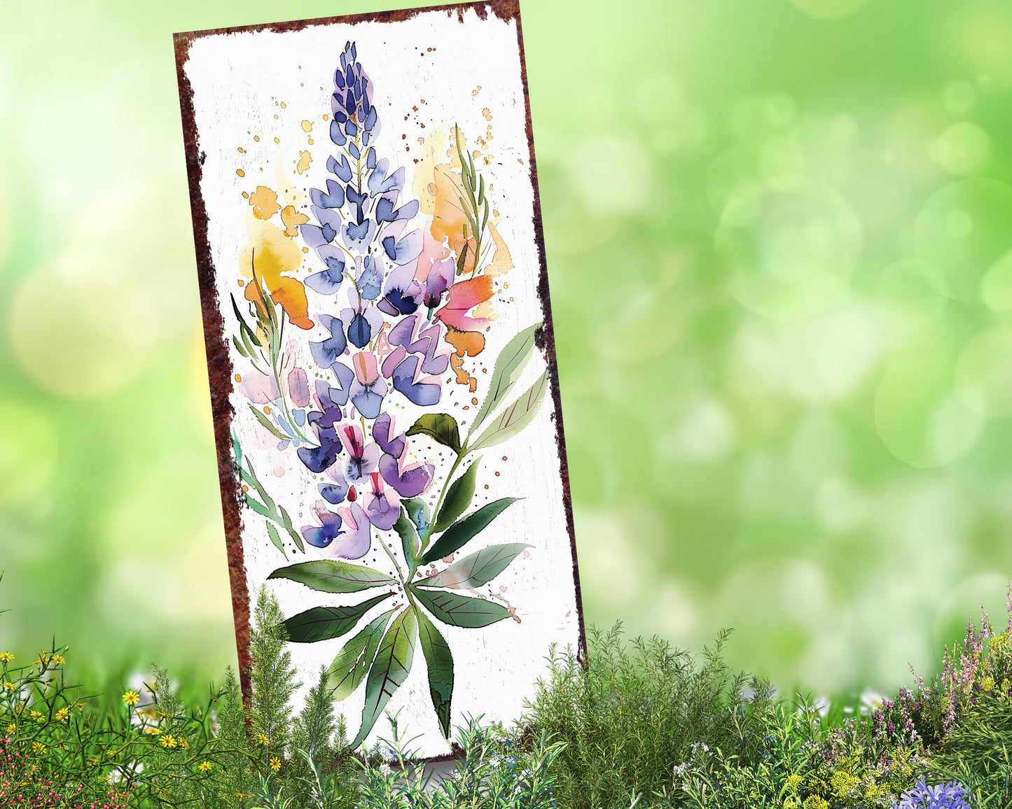 26in Spring Garden Stake | Lupine Watercolor Floral Decor | Perfect for Outdoor Decor, Yard Art, and Garden Decorations
