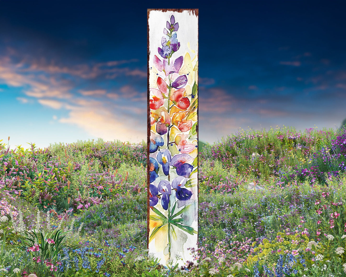 42in Spring Garden Stake | Lupine Watercolor Floral Decor | Perfect for Outdoor Decor, Yard Art, and Garden Decorations