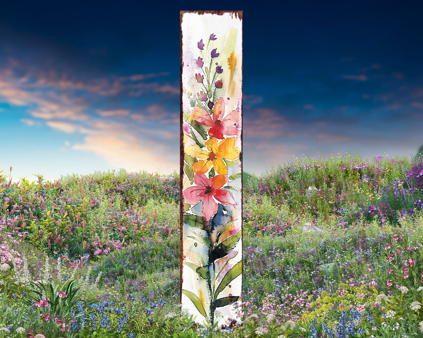 42in Spring Garden Stake | Watercolor Fireweed Floral Decor | Ideal for Outdoor Decor, Yard Art, and Garden Decorations