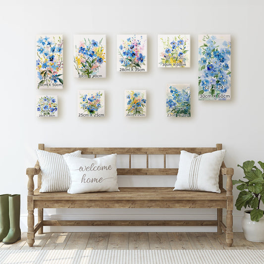 Spring Wall Canvas Sign | Forget Me Nots Watercolor Floral Decor | Perfect for Living Room, Entryway, Mantle, Dining Room, Bedroom