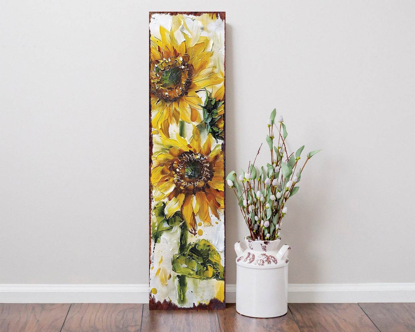 36-inch Summer Oil Sunflower Porch Sign | Rustic Farmhouse Decor for Door, Wall, Outdoor Entryway Foyer Decor | UV Protected & Sealed