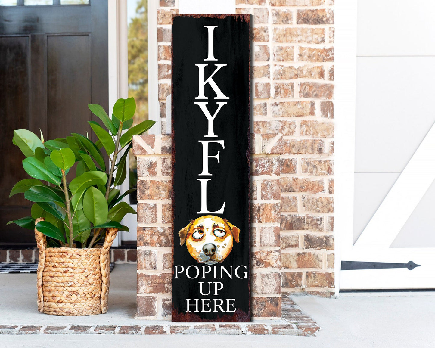 36-Inch Everyday Humor IKYFL Porch Sign Doggy | Front Door Wall Decor | Rustic Farmhouse Outdoor Entryway Display Board