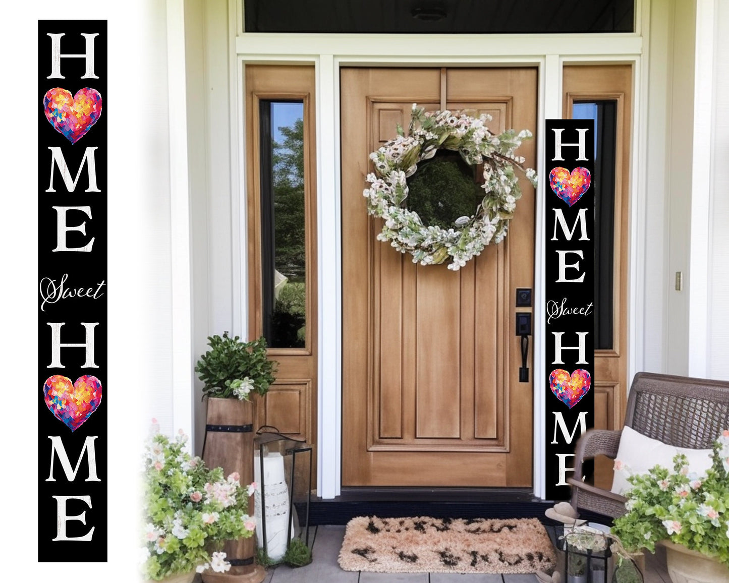 72in Heart Home Sweet Home Sign | Rustic Wood Front Door Decor | Farmhouse Porch Sign Decorations | Patio Decor | Wooden Decor