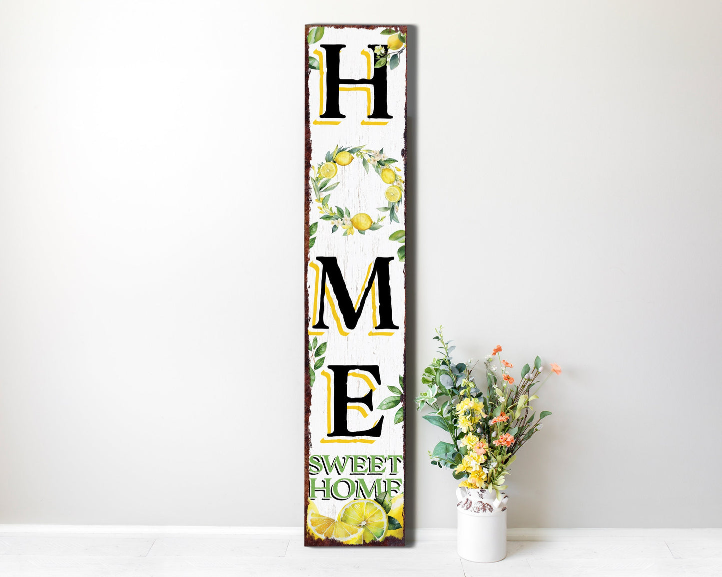 48in Lemon Summer Home Sweet Home Porch Sign | Rustic Wooden Front Door Decor | Outdoor Farmhouse Patio Display Board