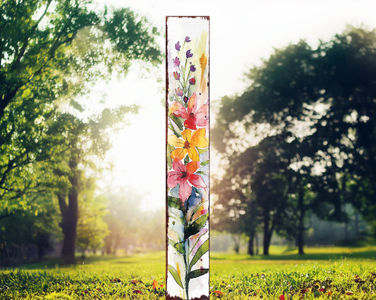 66in Spring Garden Stake | Watercolor Fireweed Floral Decor | Perfect for Outdoor Decor, Yard Art, Garden Decorations